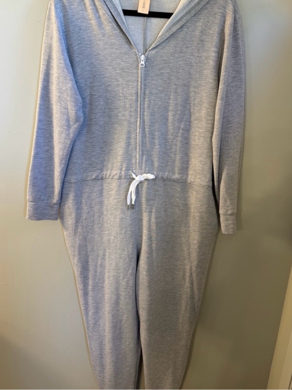 SMASH + TESS Hooded Romper Jumpsuit Loungewear Gray Size LARGE Zip Up